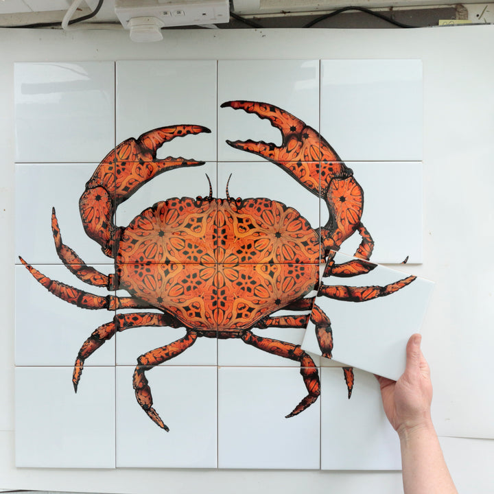 Crab Tile Mural - White Background