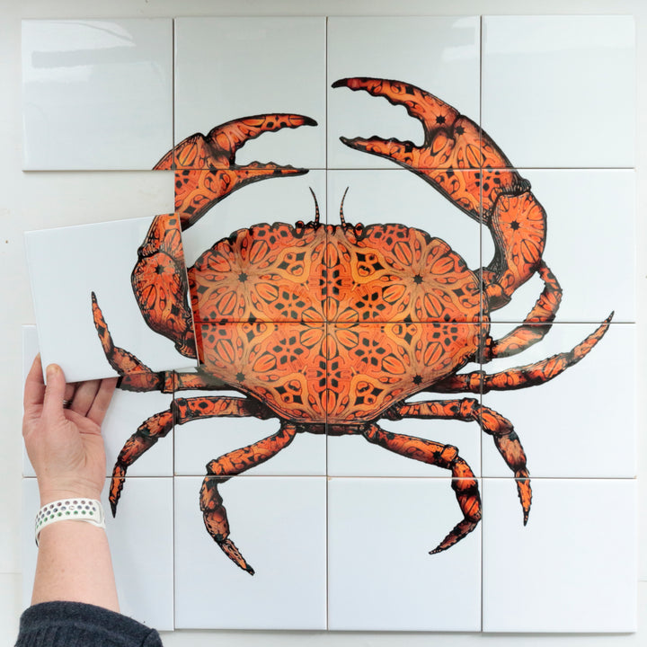 Crab Tile Mural - White Background