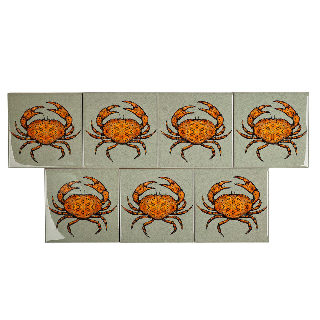SALE SET - 7 x 10.8cm Crab tiles - perfect
