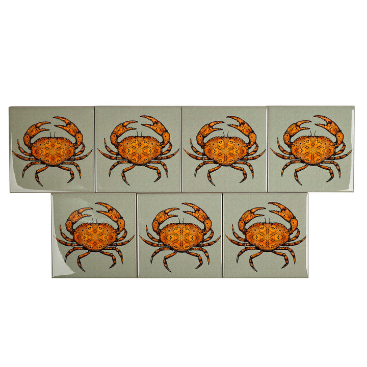 SALE SET - 7 x 10.8cm Crab tiles - perfect