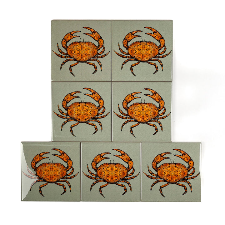 SALE SET - 7 x 10.8cm Crab tiles - perfect
