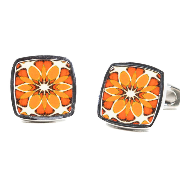 Moroccan Flower Millefiori Inlay Cufflink Pair