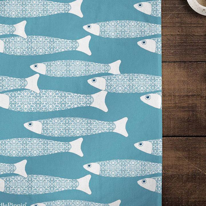 Ocean Shoal tea towel - Grey Blue