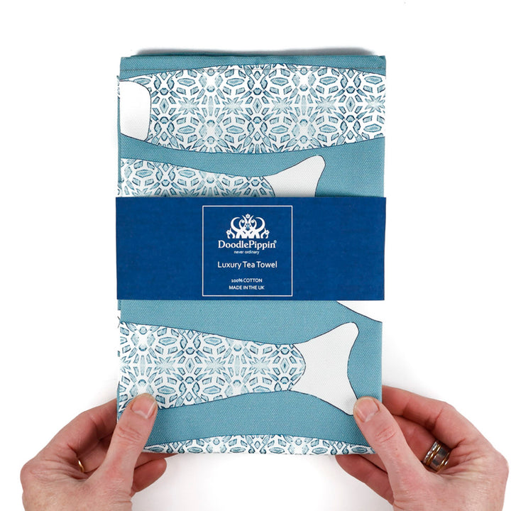 Ocean Shoal tea towel - Grey Blue