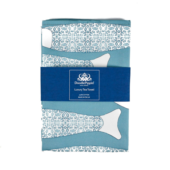 Ocean Shoal tea towel - Grey Blue