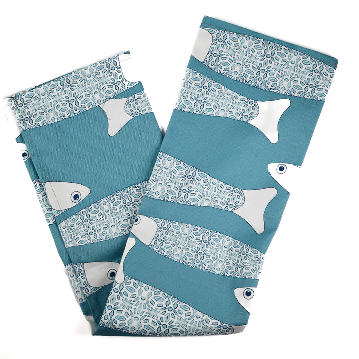 Ocean Shoal tea towel - Grey Blue