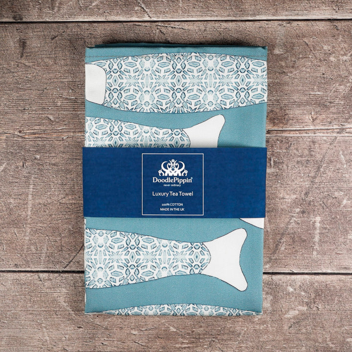Ocean Shoal tea towel - Grey Blue