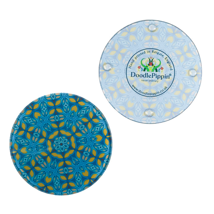 Greek Knossos Leaf - Glass Coaster Set