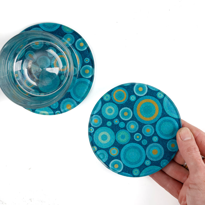 Turquoise/Orange Starry Night Coaster Set