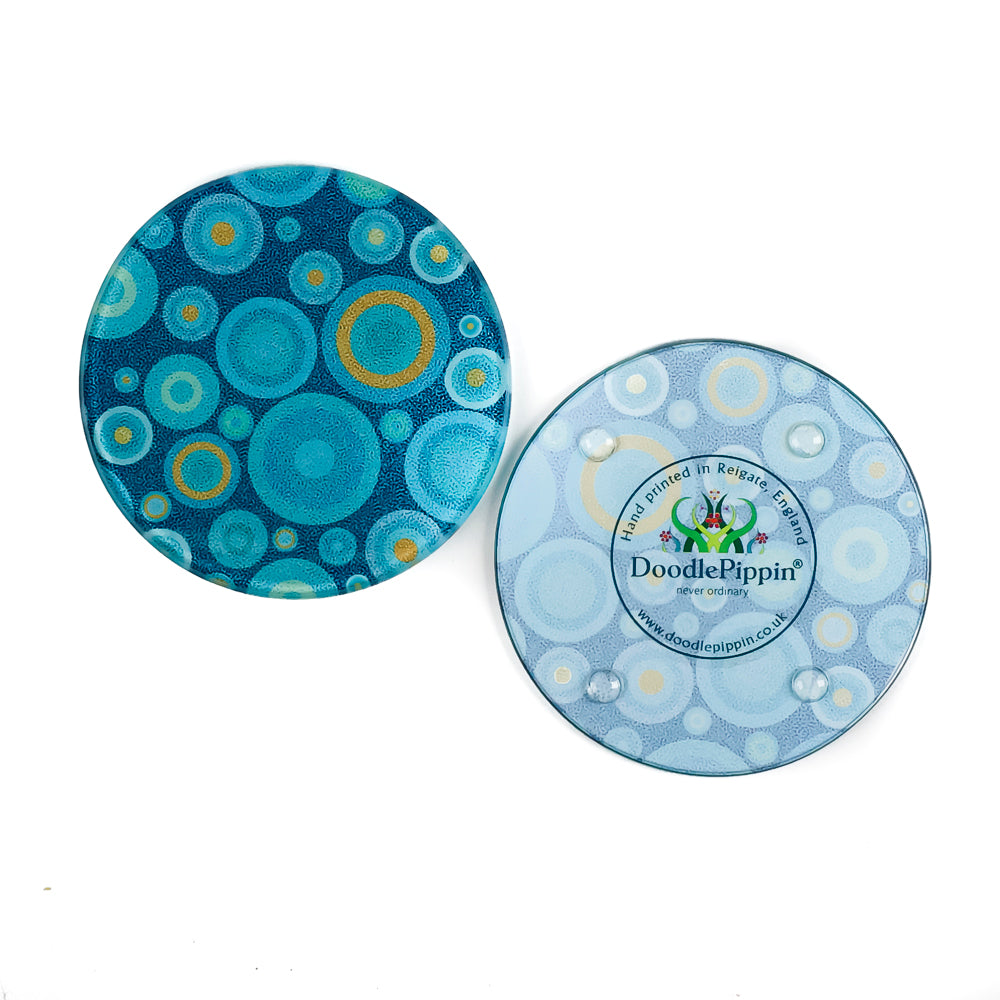Turquoise/Orange Starry Night Coaster Set