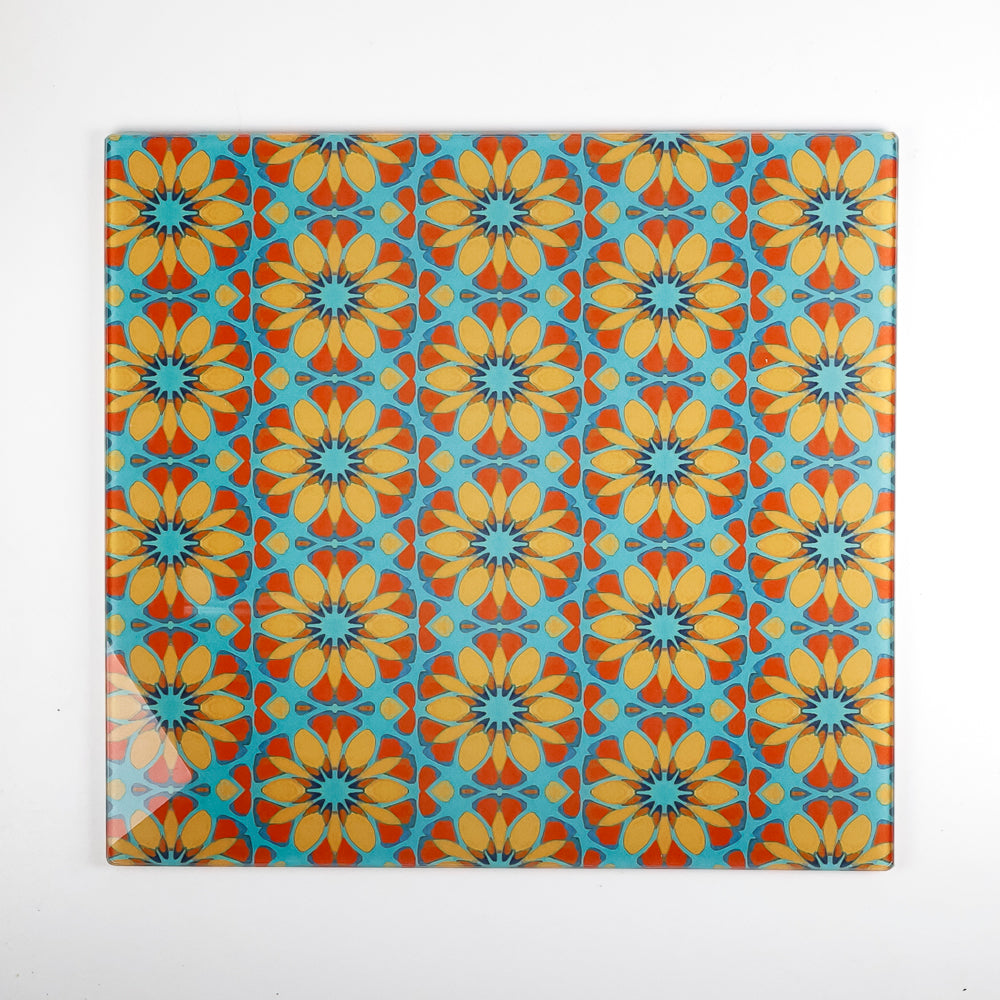 Moroccan Flower Worktop Protector (teal/orange)
