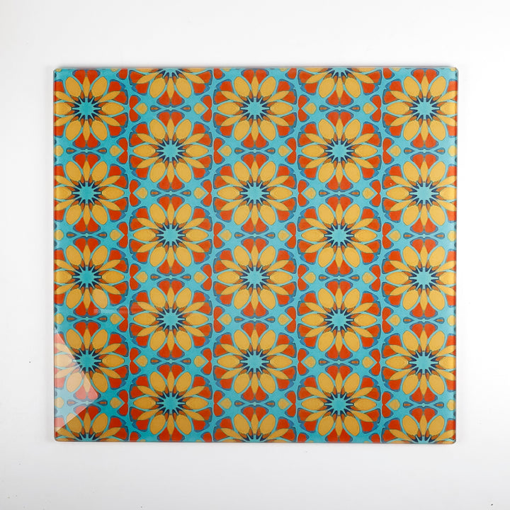 Moroccan Flower Worktop Protector (teal/orange)