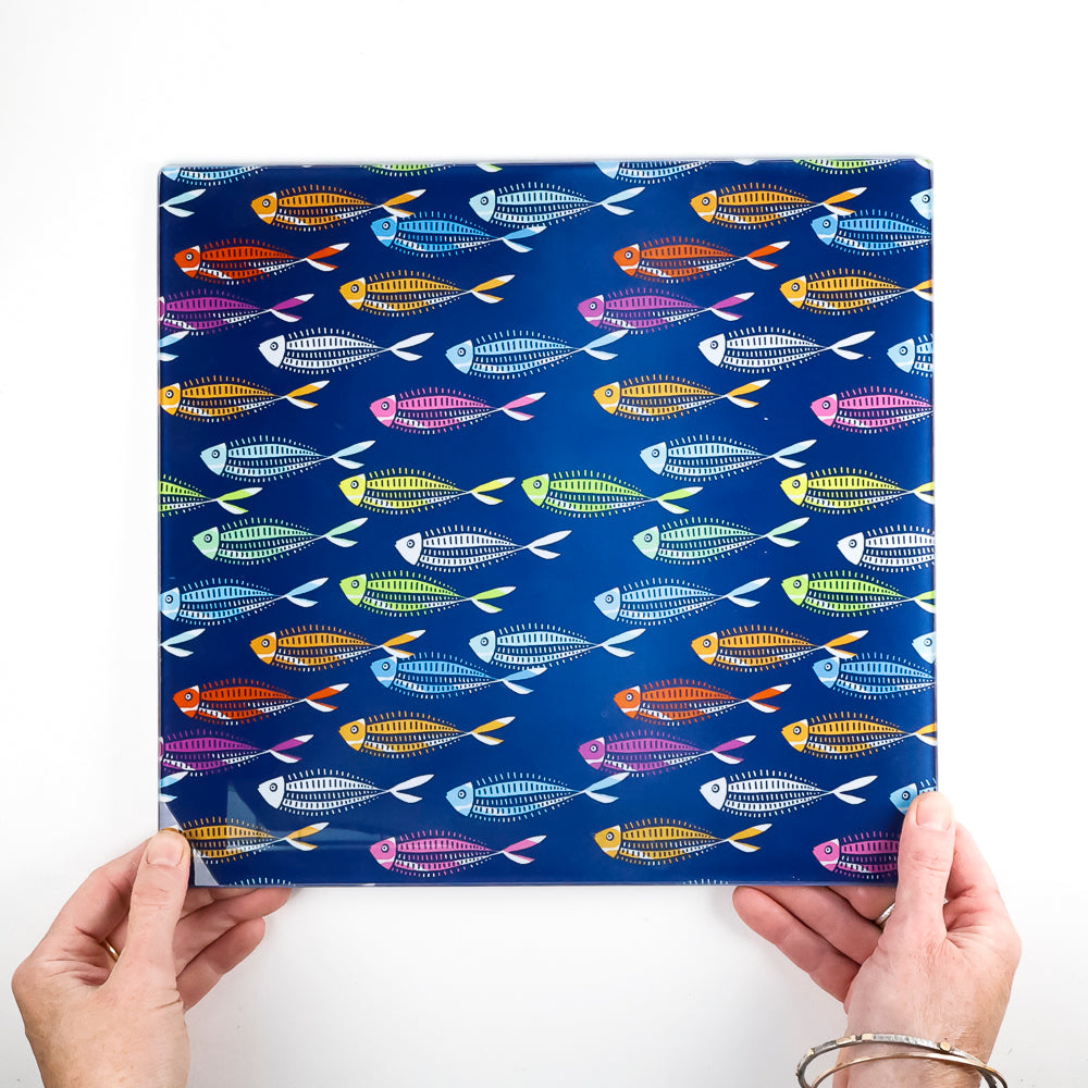Rainbow Fish on Blue Worktop Protector