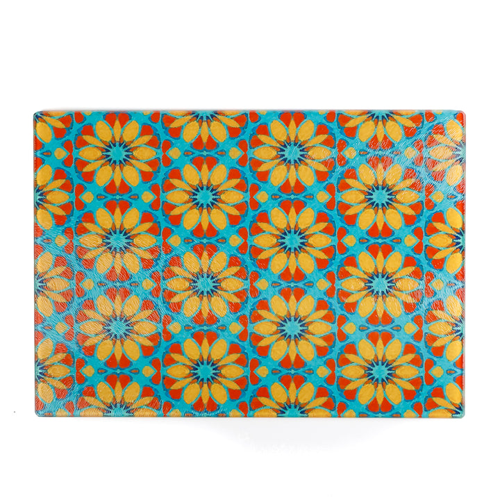 Moroccan Flower Worktop Protector (teal/orange)