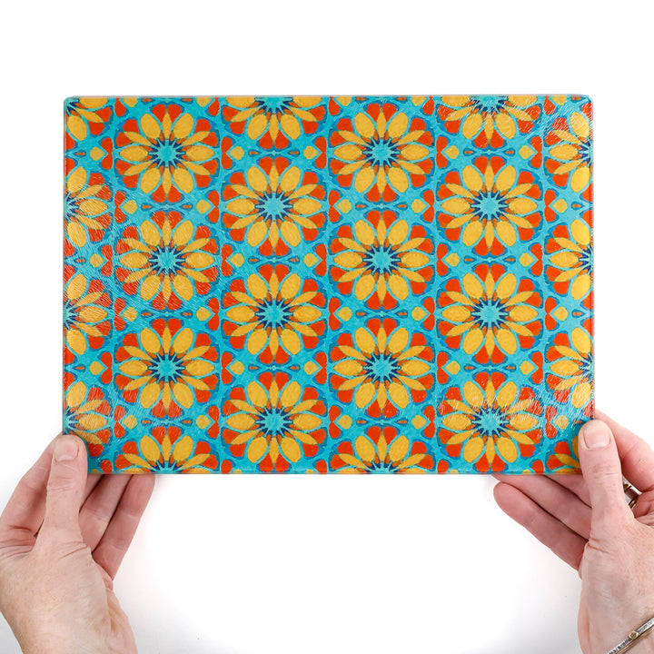 Moroccan Flower Worktop Protector (teal/orange)