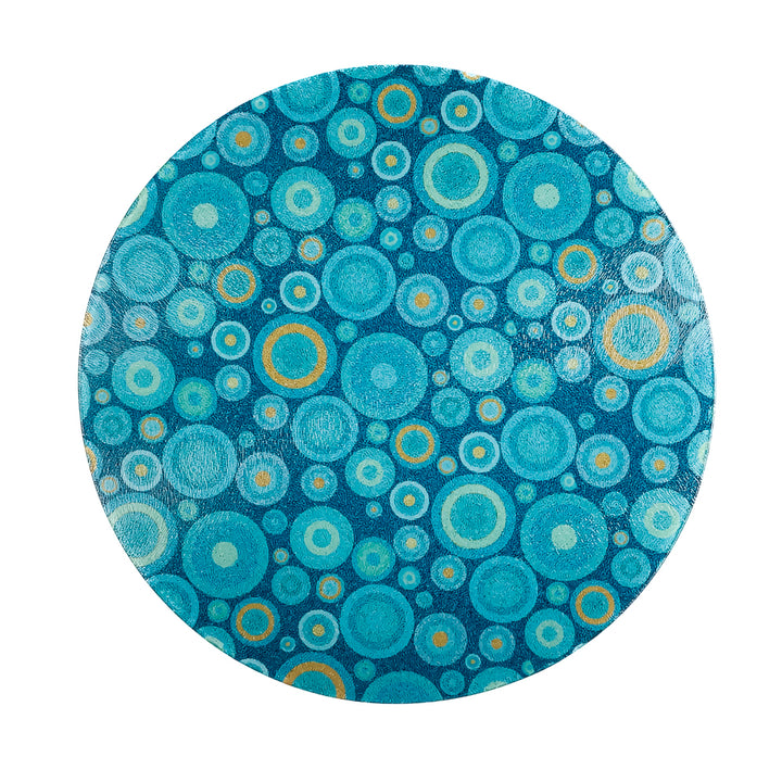 Starry Night Turquoise/Orange Chopping Board (circular)