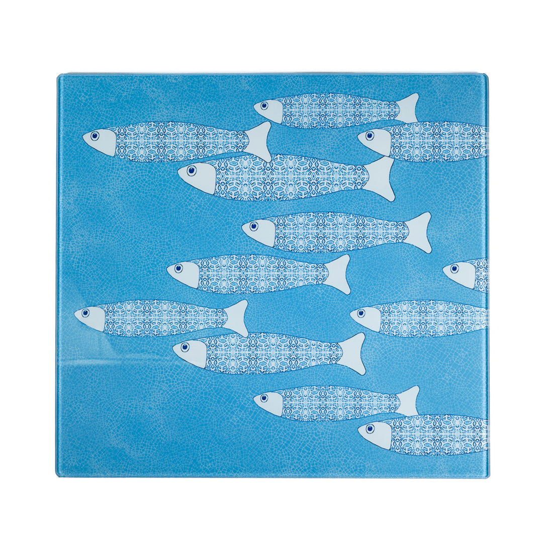 SALE -  Medium Square Grey/Blue Ocean Shoal Trivet (smooth)