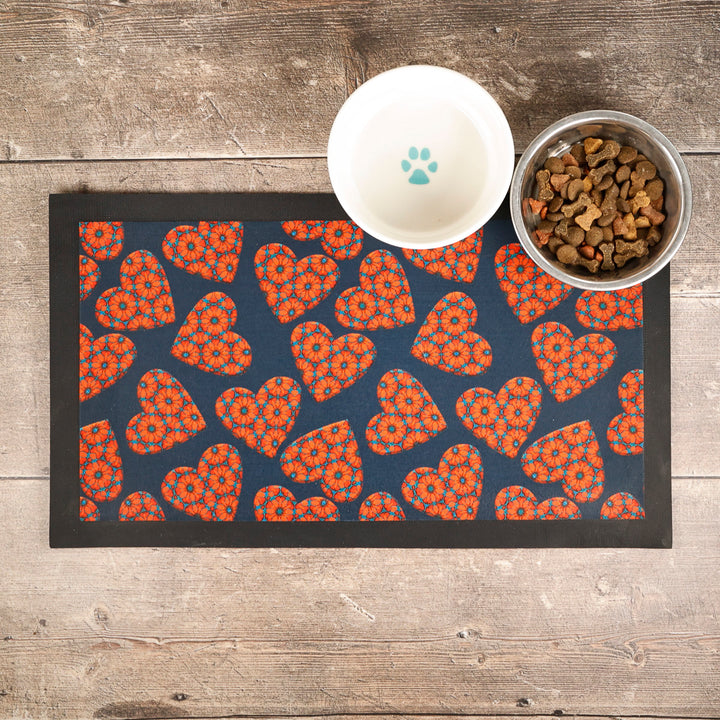Moroccan Flower Heart Pet Food Mat