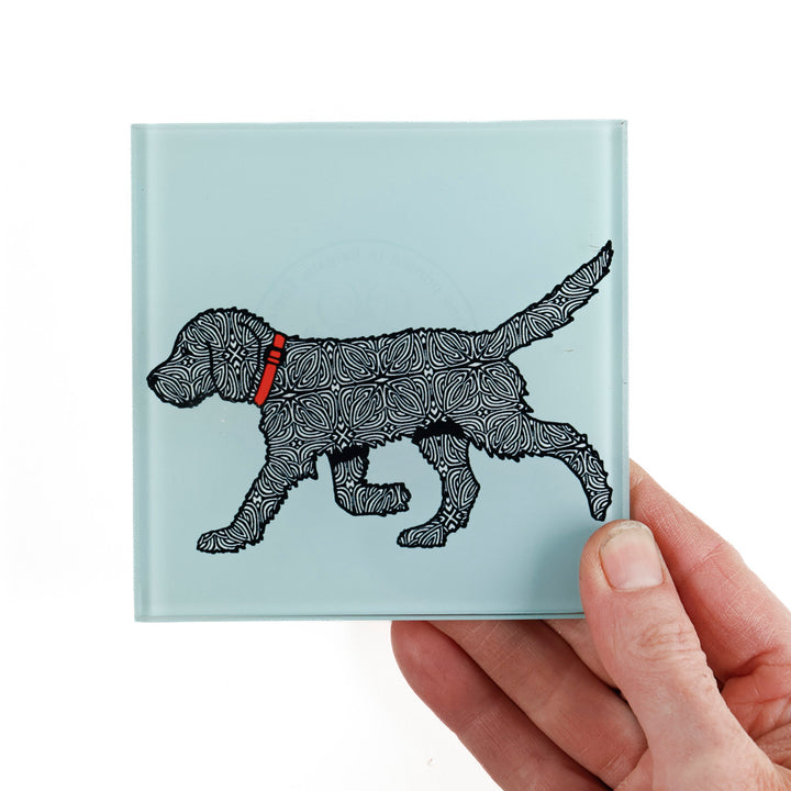 Labradoodle - Strolling Dog - Grey/Black Coasters