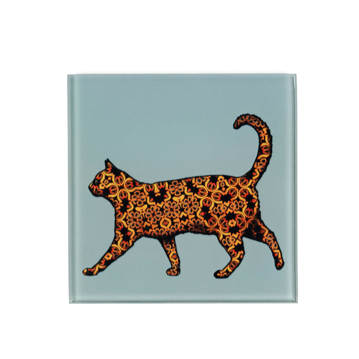 Tortoiseshell Cat Coaster Set - blue grey
