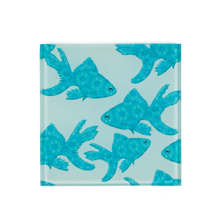 Goldfish Design Coaster Set - Blue