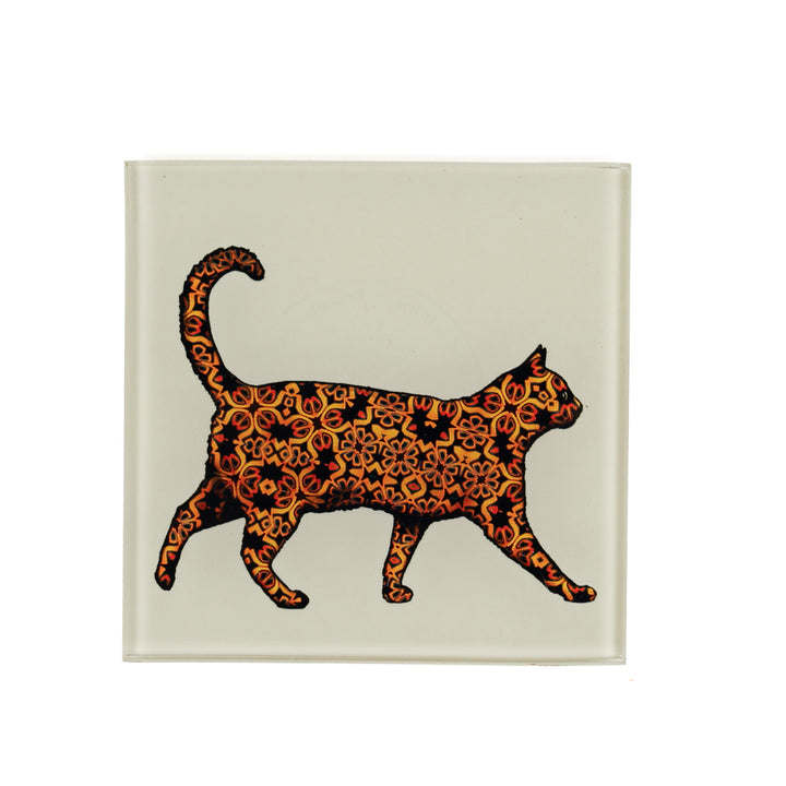 Tortoiseshell Cat Coaster Set - cream