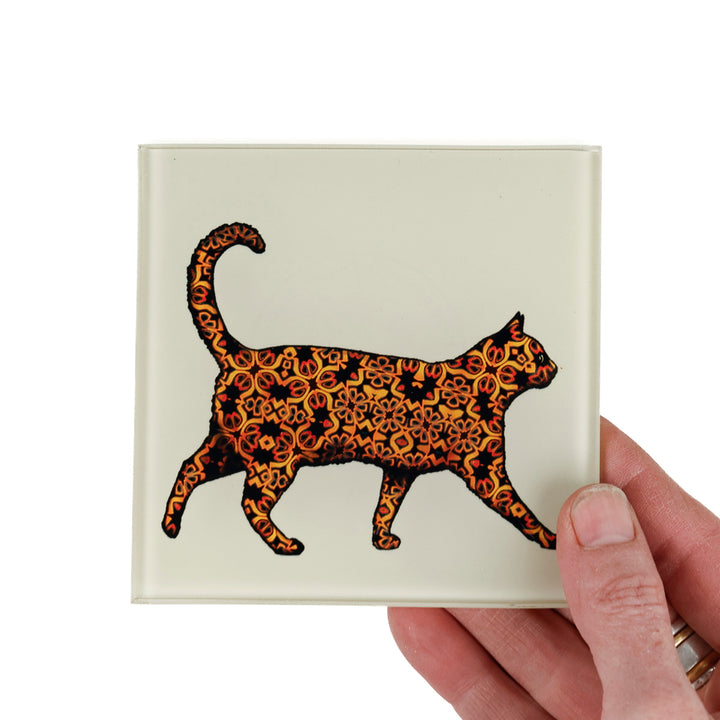 Tortoiseshell Cat Coaster Set - cream