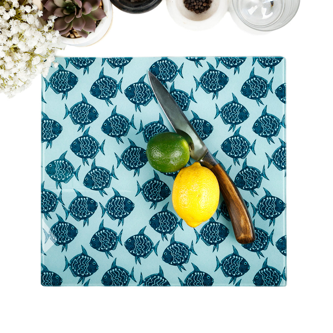 SALE -  Medium Square Blue/Green Tang Fish Trivet (smooth)