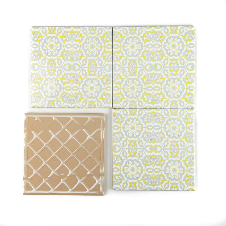 SALE SET of 4x Elizabethan Design Tiles -  FIRED INK Version