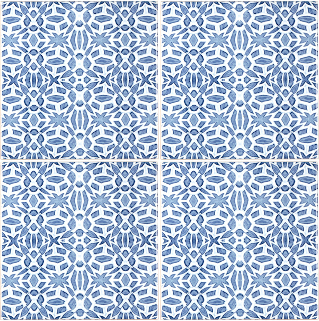 Moroccan Fountain tile - blue white Iznik tile