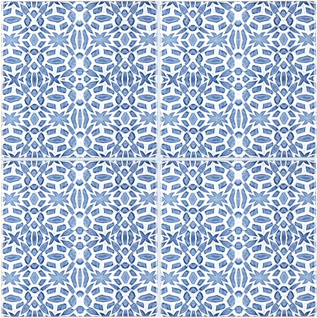 Moroccan Fountain tile - blue white Iznik tile