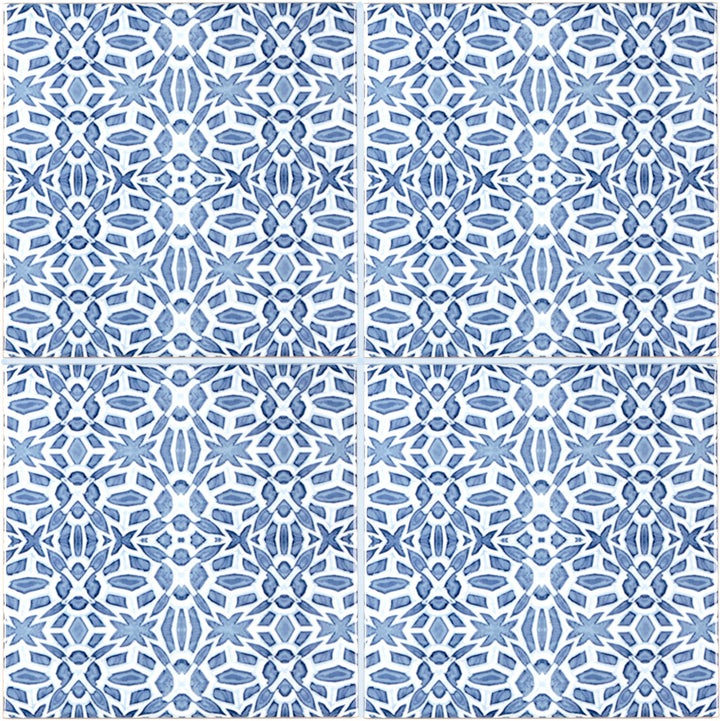 Moroccan Fountain tile - blue white Iznik tile