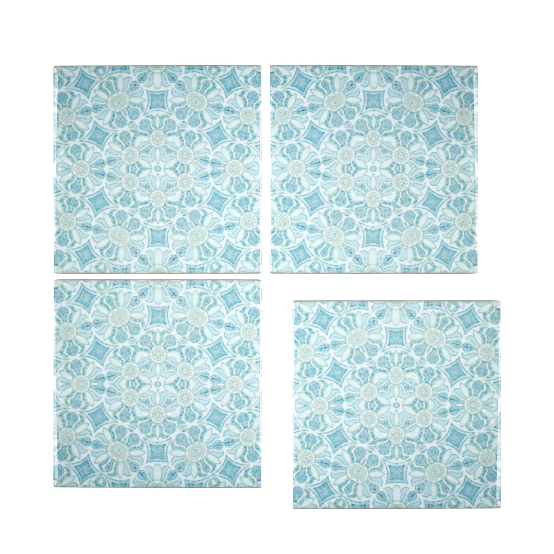 Pomegranate Hazy Tiles - Aqua - standard scale