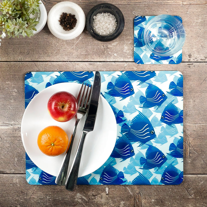 SALE - Angelfish Placemat - Navy Turquoise