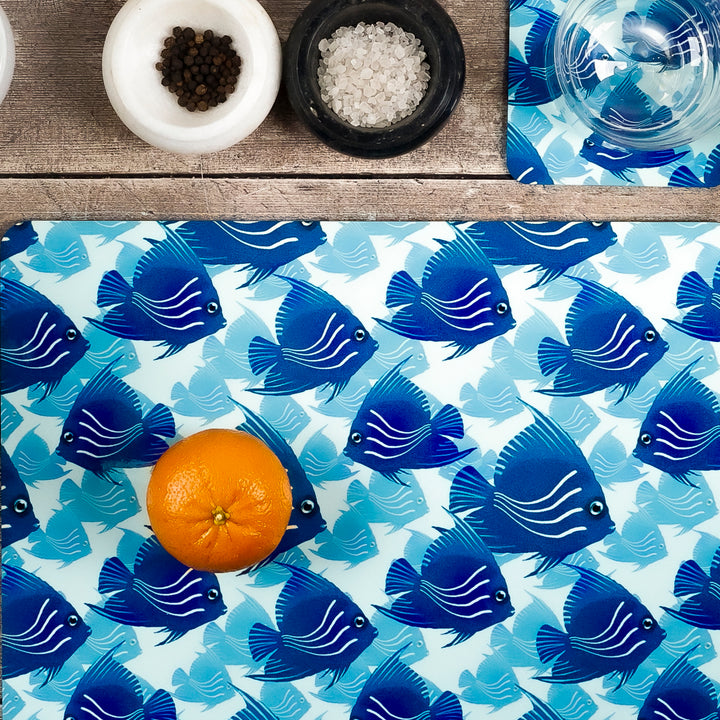 SALE - Angelfish Placemat - Navy Turquoise
