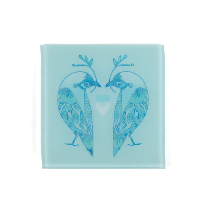 Pale Blue Lovebirds Coaster
