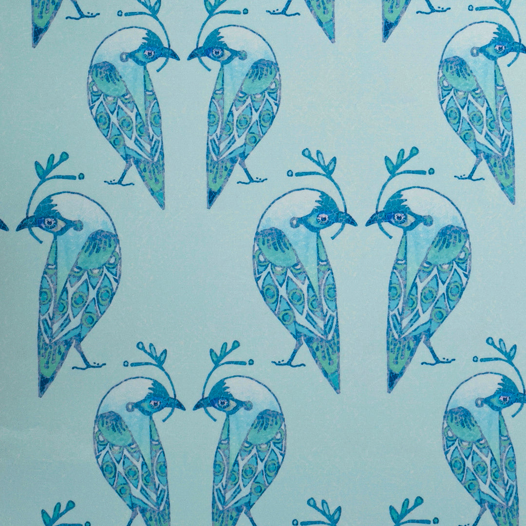 SALE - Lovebirds Placemat and coaster set - Aqua &amp; Turquoise
