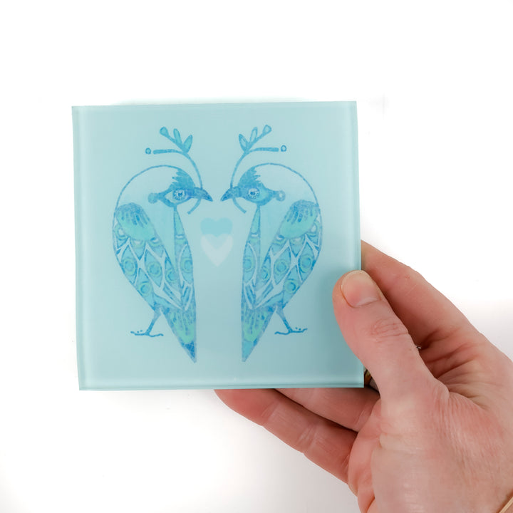 Pale Blue Lovebirds Coaster