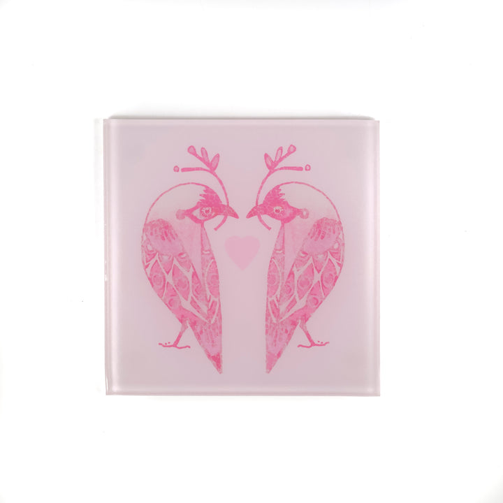 Pink Lovebirds Coaster