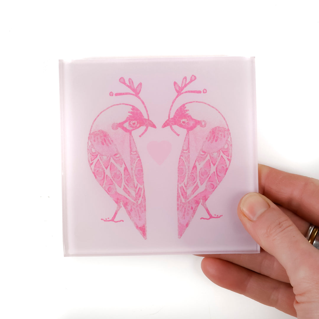 Pink Lovebirds Coaster