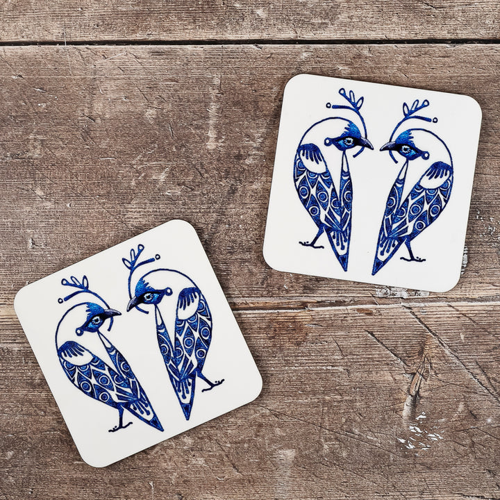 SALE - 2x Wooden "Lovebird" Coasters
