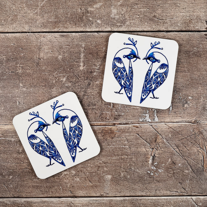 SALE - 2x Wooden "Lovebird" Coasters