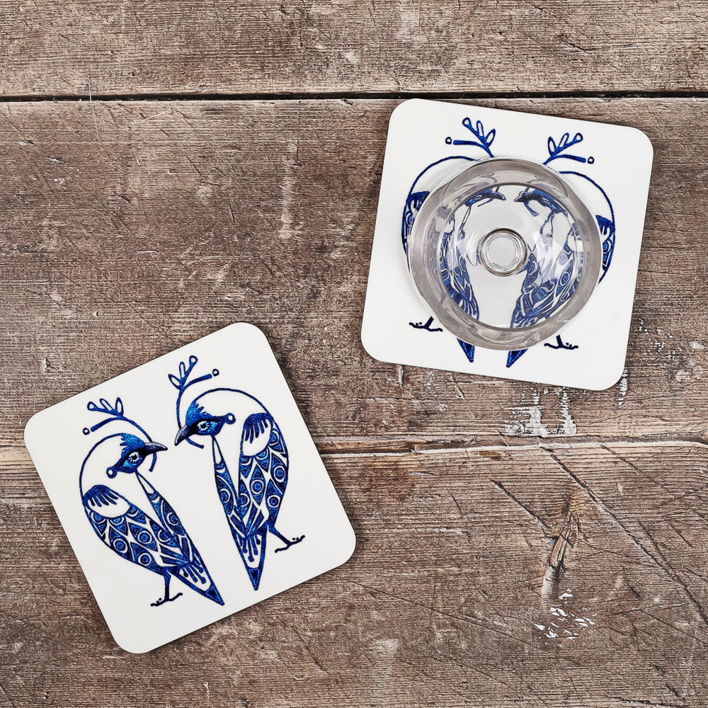 SALE - 2x Wooden "Lovebird" Coasters