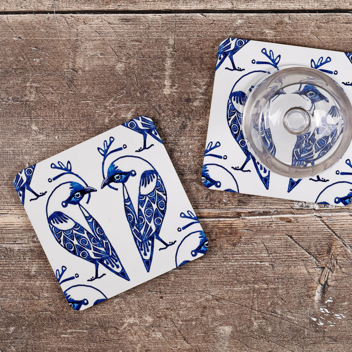 SALE - 2x Wooden "Lovebird" Coasters