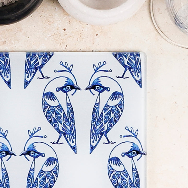 Lovebirds Worktop Protector - Blue &amp; White