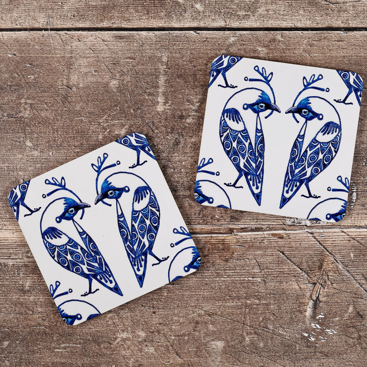 SALE - 2x Wooden "Lovebird" Coasters