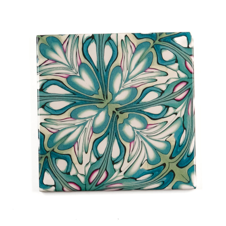 SALE SET of 9x Flourishing Garden tiles - large scale design -  FIRED INK Version