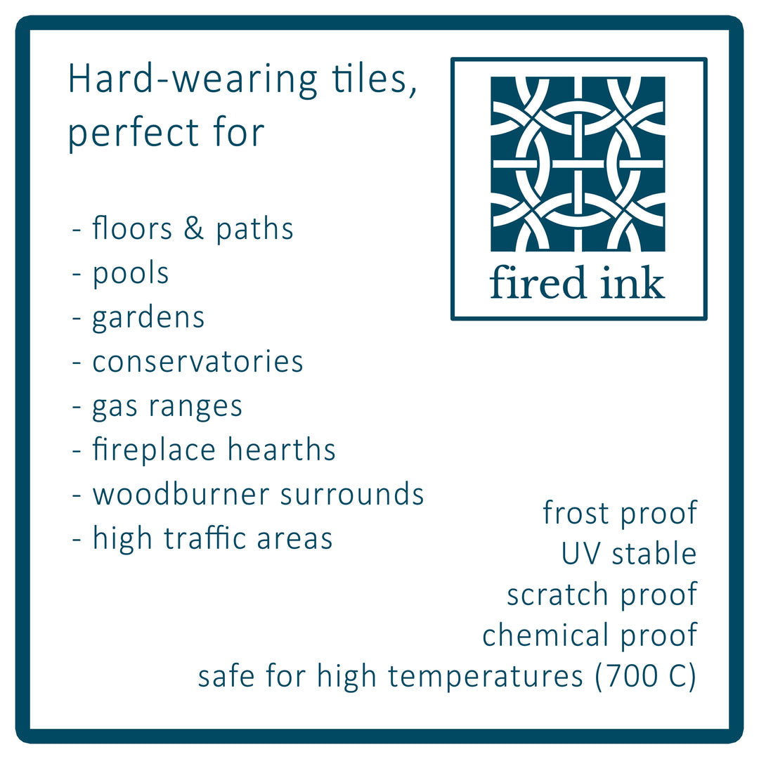 SALE SET of 3x Pale Blue Aqua Star design - 10cm tiles -  FIRED INK Version