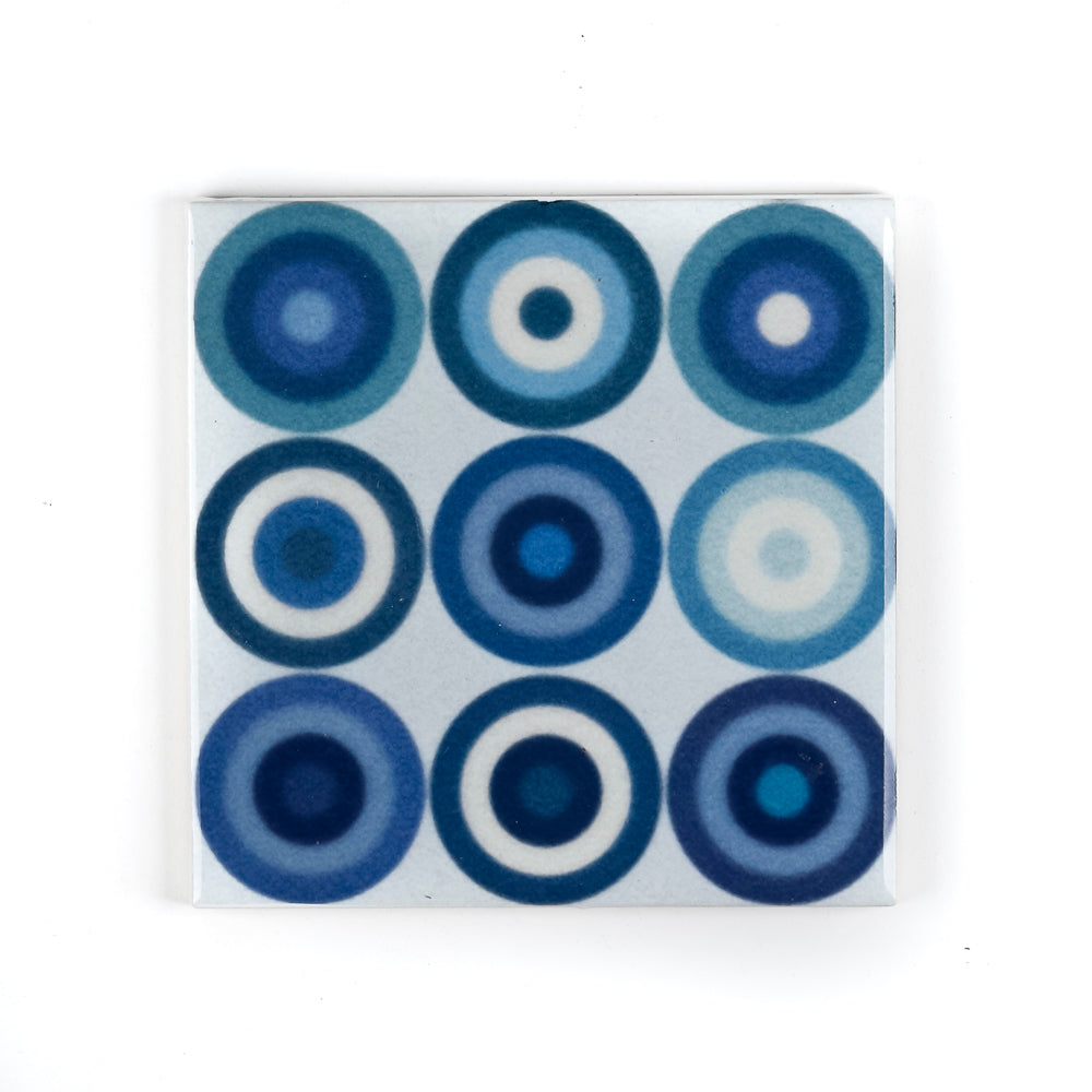 Navy Grey Circles Tile  - Fired Ink version