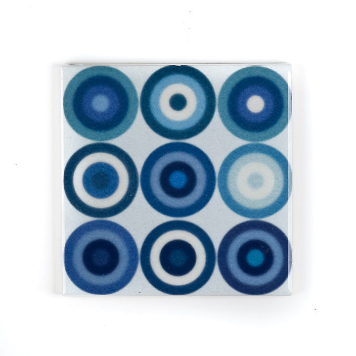 Navy Grey Circles Tile  - Fired Ink version
